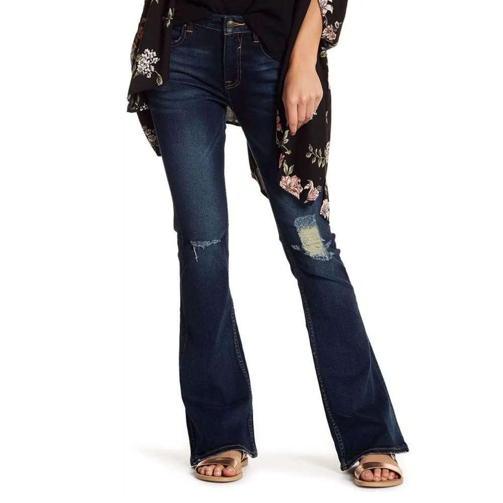 VIGOSS 26 Jeans Jagger Flare Leg Distressed Denim